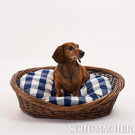 Schumacher Camden Cotton Check Dog Bed Navy 19" x 22" Pillow