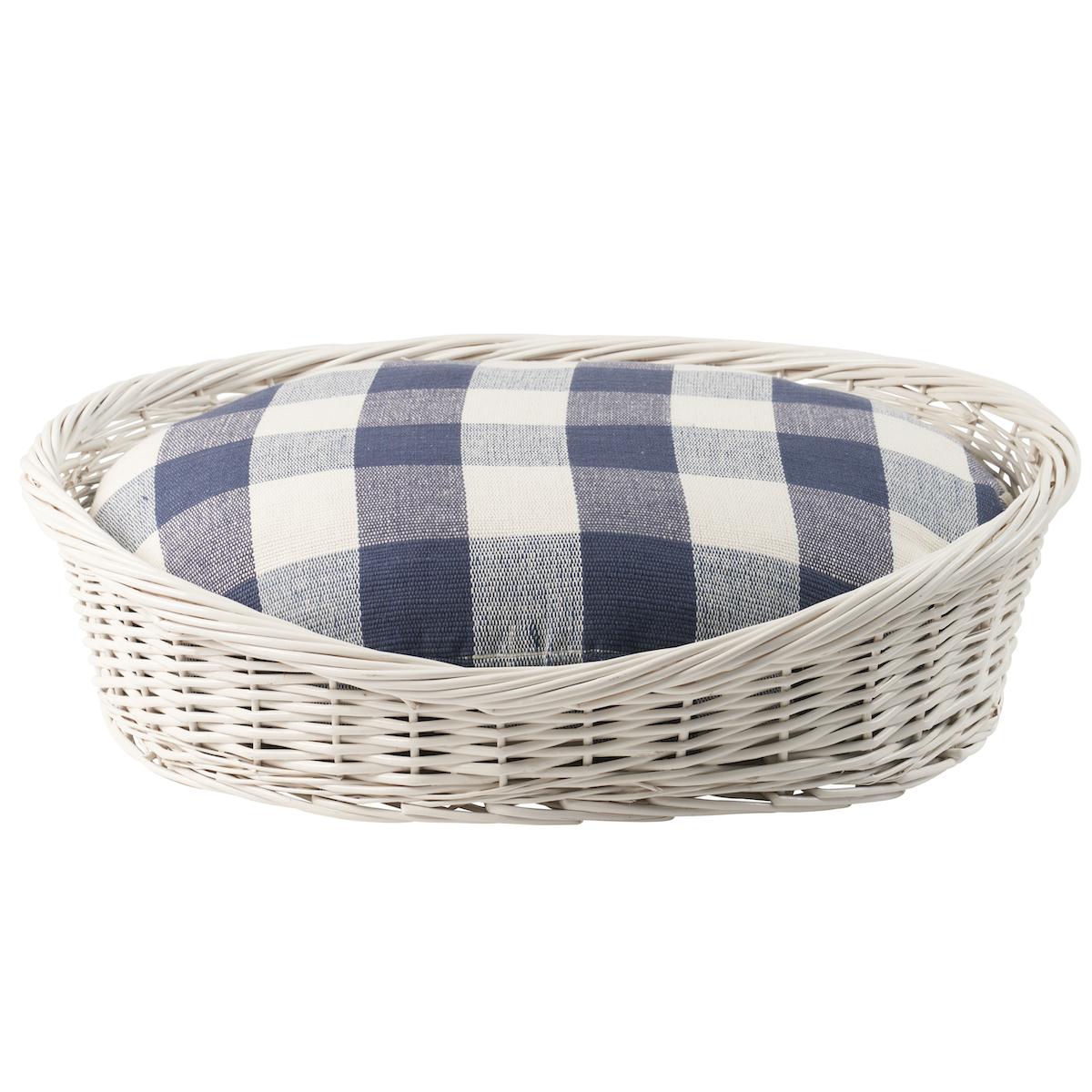 Schumacher Blue 35" x 41" Barnes Check Dog Bed