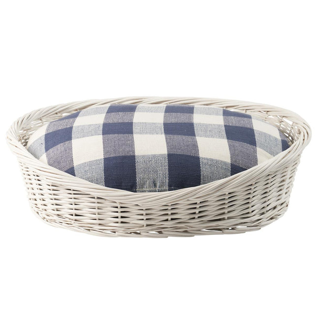 Schumacher Blue 35" x 41" Barnes Check Dog Bed