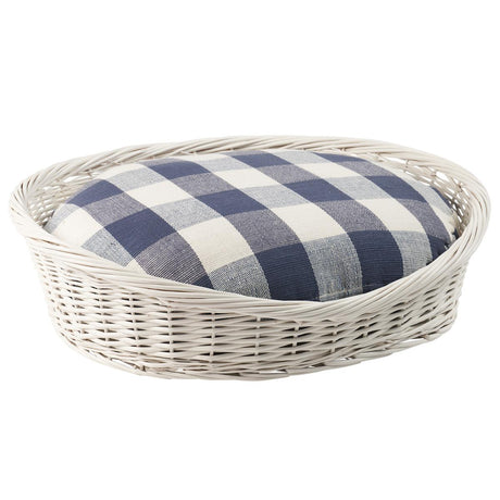 Schumacher Blue 35" x 41" Barnes Check Dog Bed