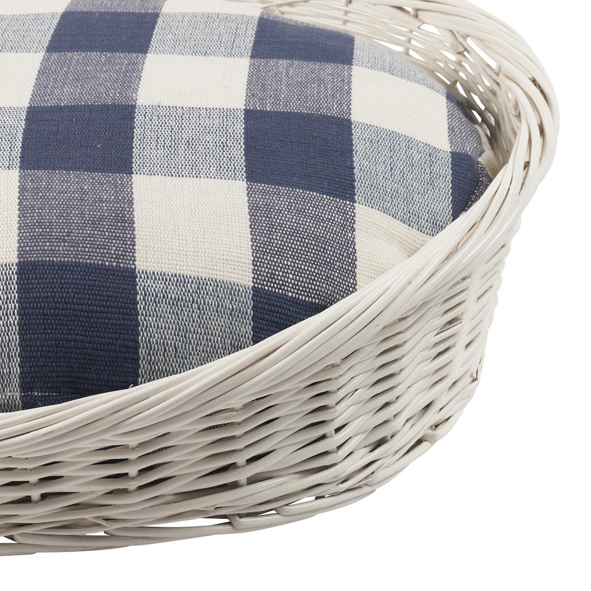 Schumacher Blue 35" x 41" Barnes Check Dog Bed