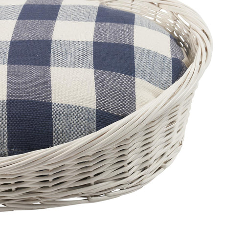 Schumacher Blue 35" x 41" Barnes Check Dog Bed