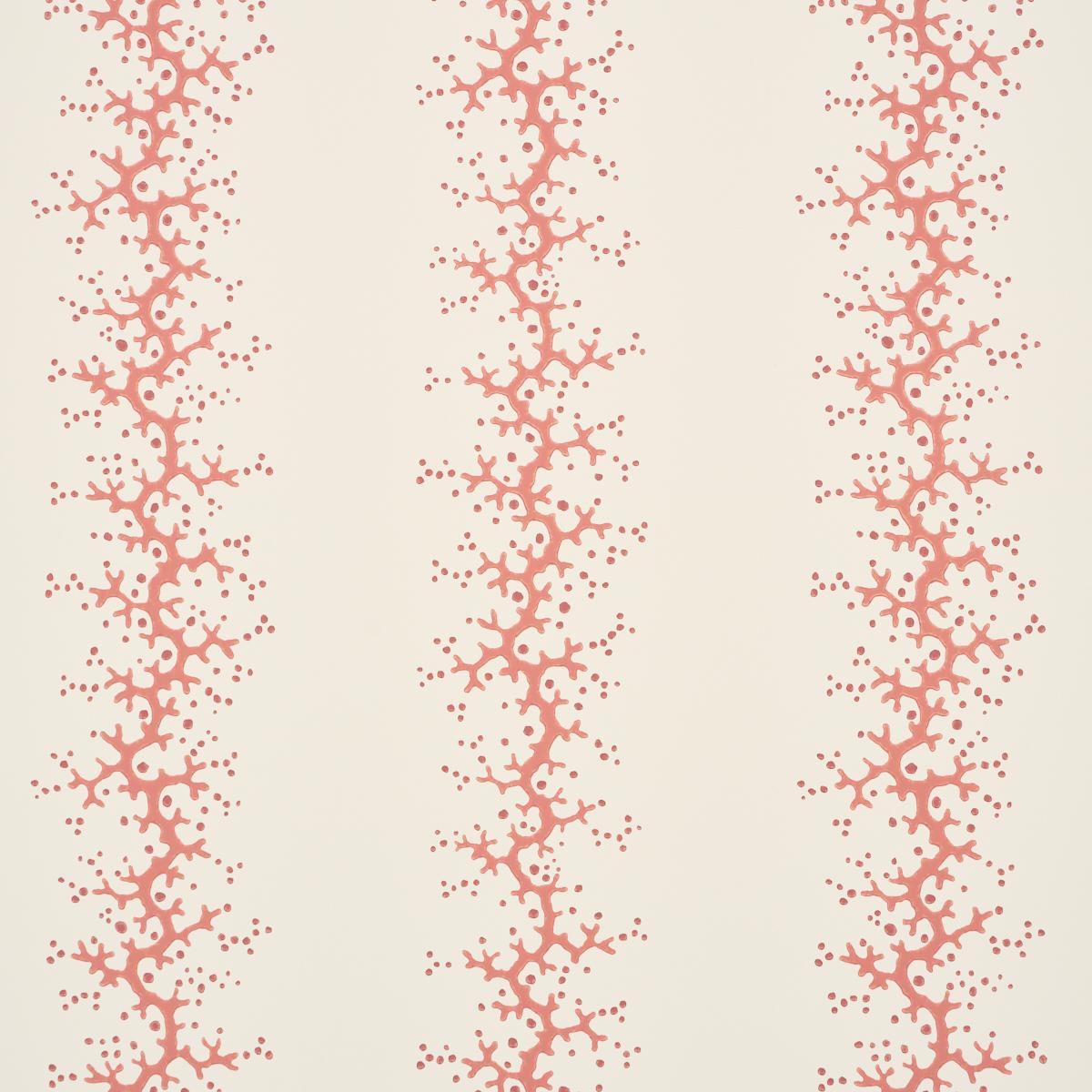 Schumacher Coral Stripe Coral Wallpaper