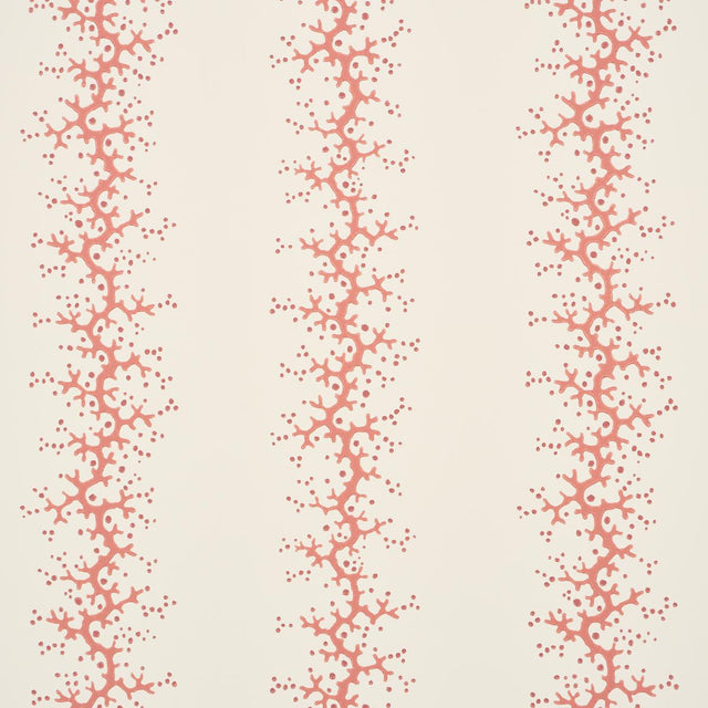 Schumacher Coral Stripe Coral Wallpaper