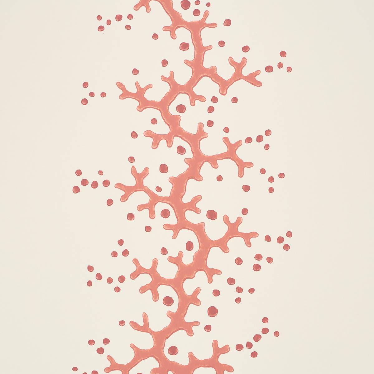 Schumacher Coral Stripe Coral Wallpaper