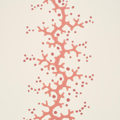 Schumacher Coral Stripe Coral Wallpaper