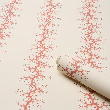 Schumacher Coral Stripe Coral Wallpaper