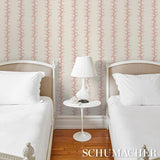 Schumacher Coral Stripe Coral Wallpaper