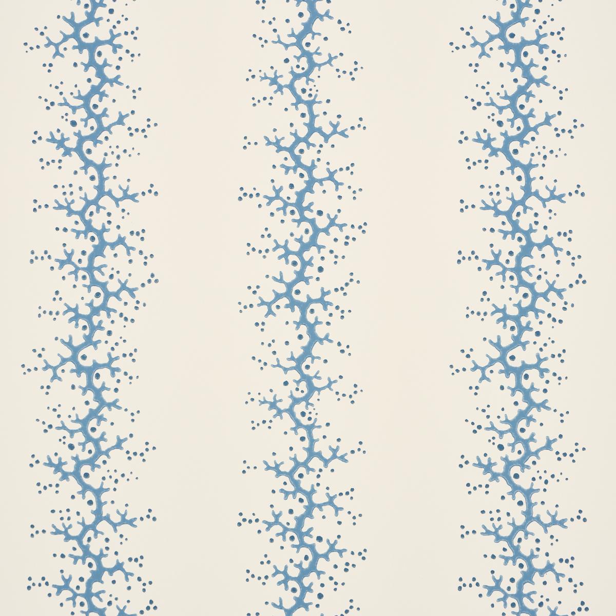Schumacher Coral Stripe Blue Wallpaper
