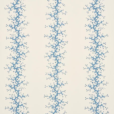 Schumacher Coral Stripe Blue Wallpaper
