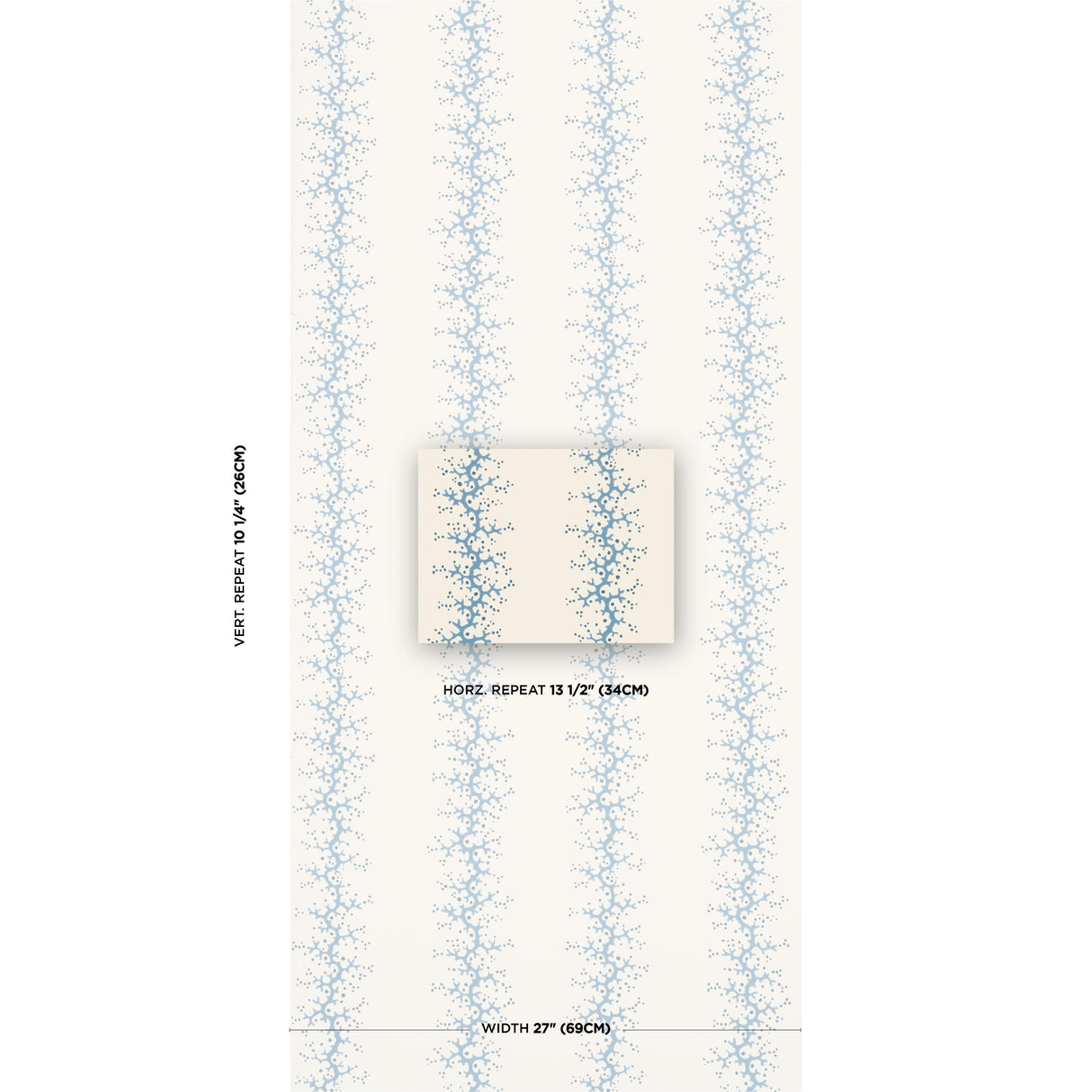 Schumacher Coral Stripe Blue Wallpaper