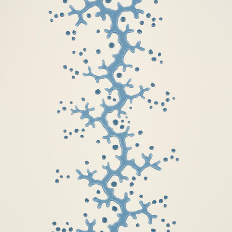 Schumacher Coral Stripe Blue Wallpaper