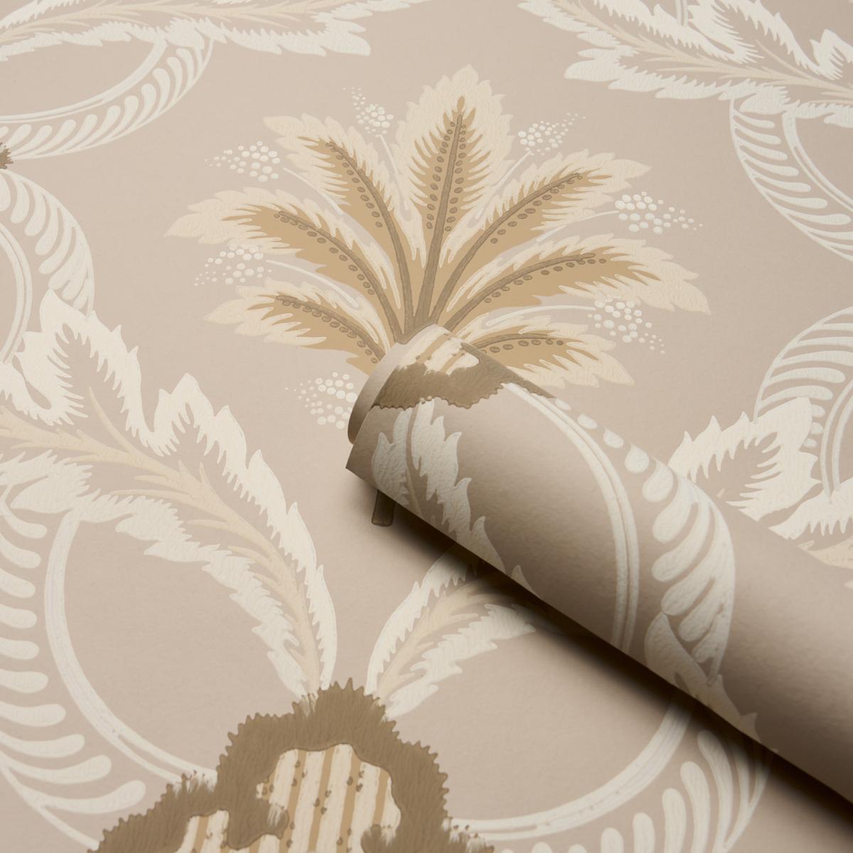 Schumacher Front Waltz Taupe Wallpaper