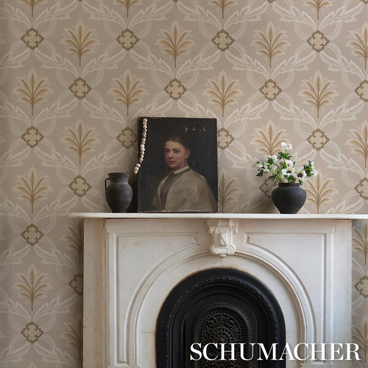 Schumacher Front Waltz Taupe Wallpaper