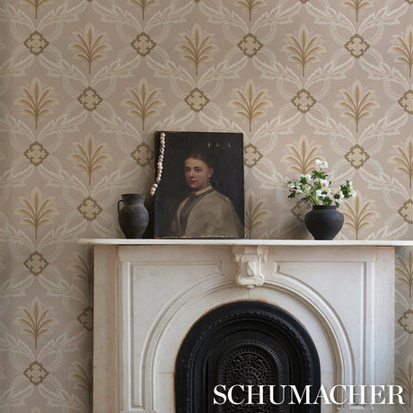 Schumacher Front Waltz Taupe Wallpaper