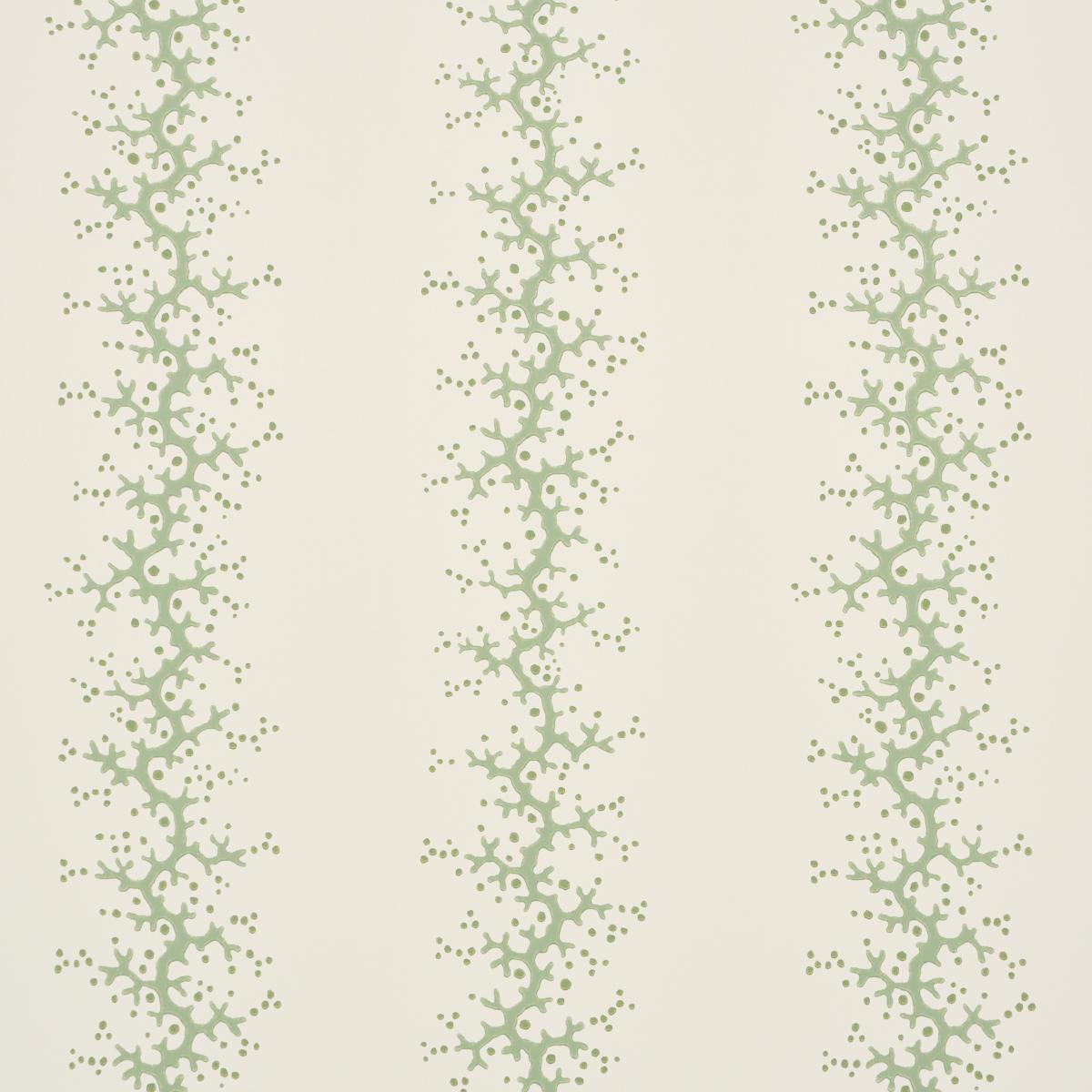 Schumacher Coral Stripe Green Wallpaper