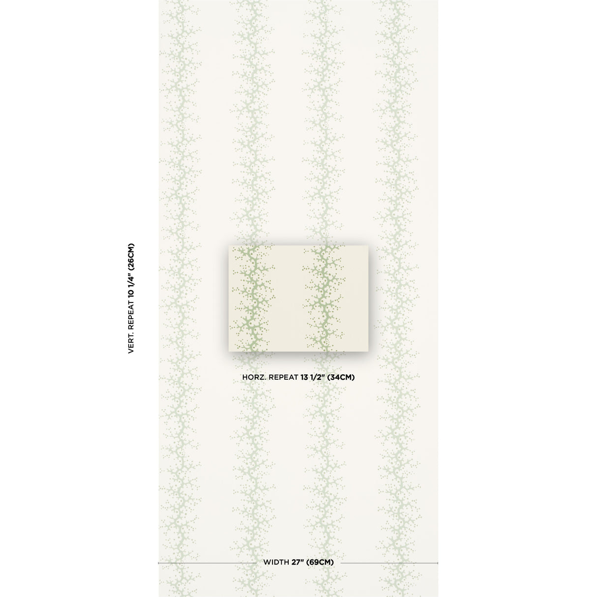 Schumacher Coral Stripe Green Wallpaper