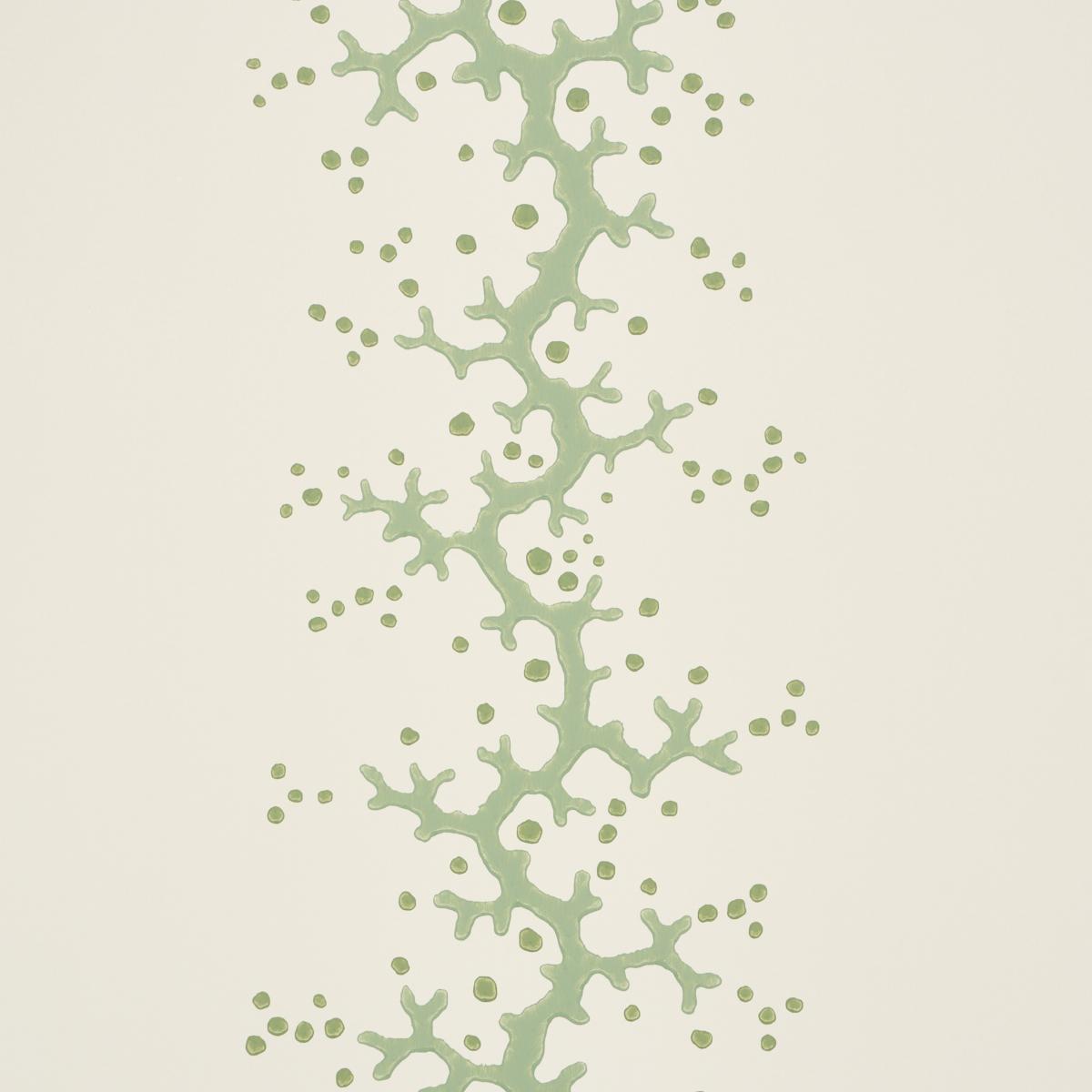 Schumacher Coral Stripe Green Wallpaper