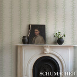 Schumacher Coral Stripe Green Wallpaper