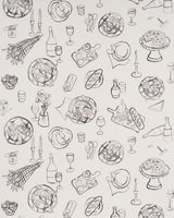 Schumacher Pique-Nique Black On Ivory Fabric