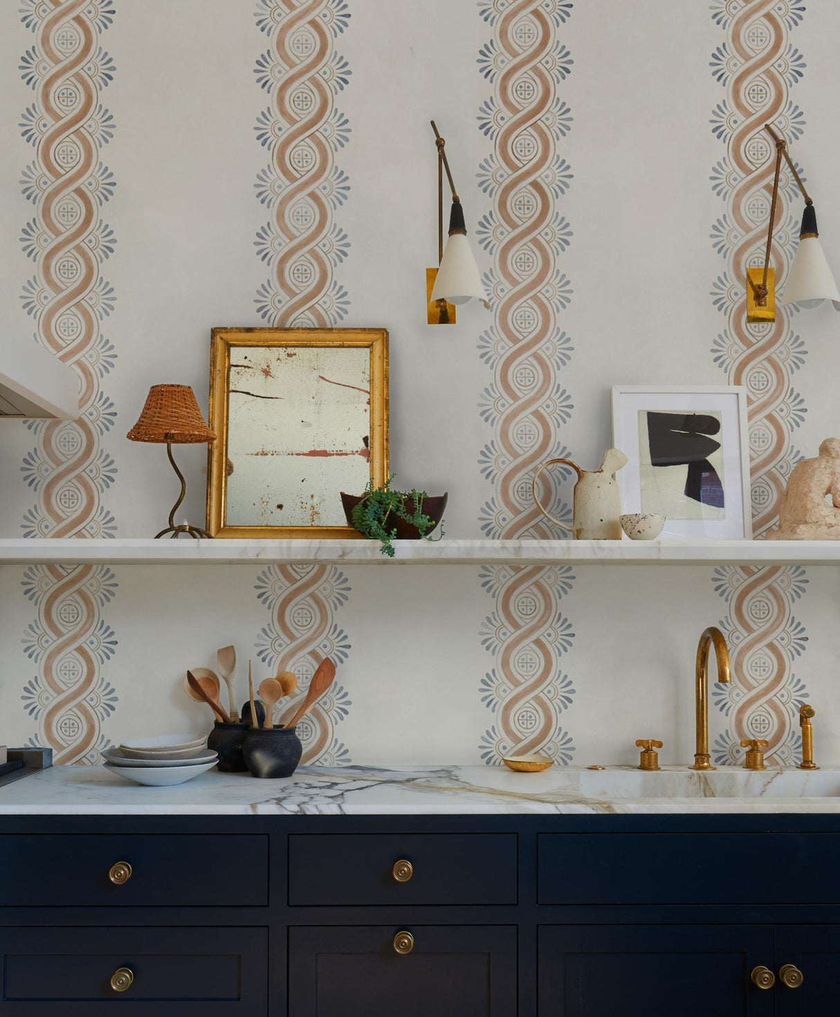 Schumacher Leonidis Stripe Saffron Wallpaper