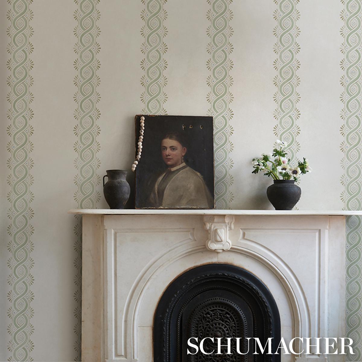 Schumacher Leonidis Stripe Green Wallpaper