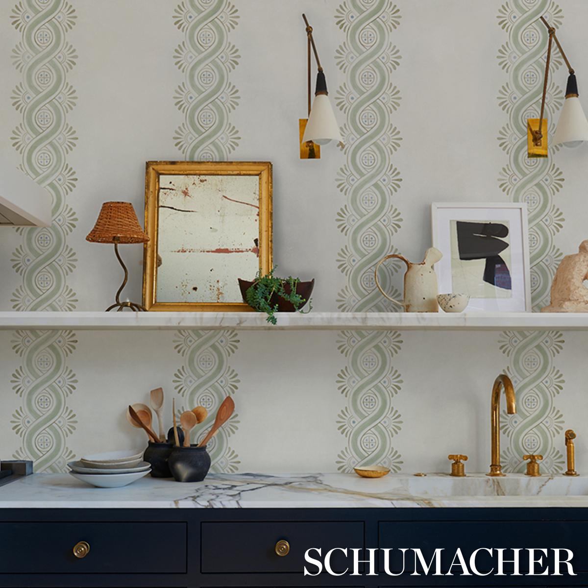 Schumacher Leonidis Stripe Green Wallpaper
