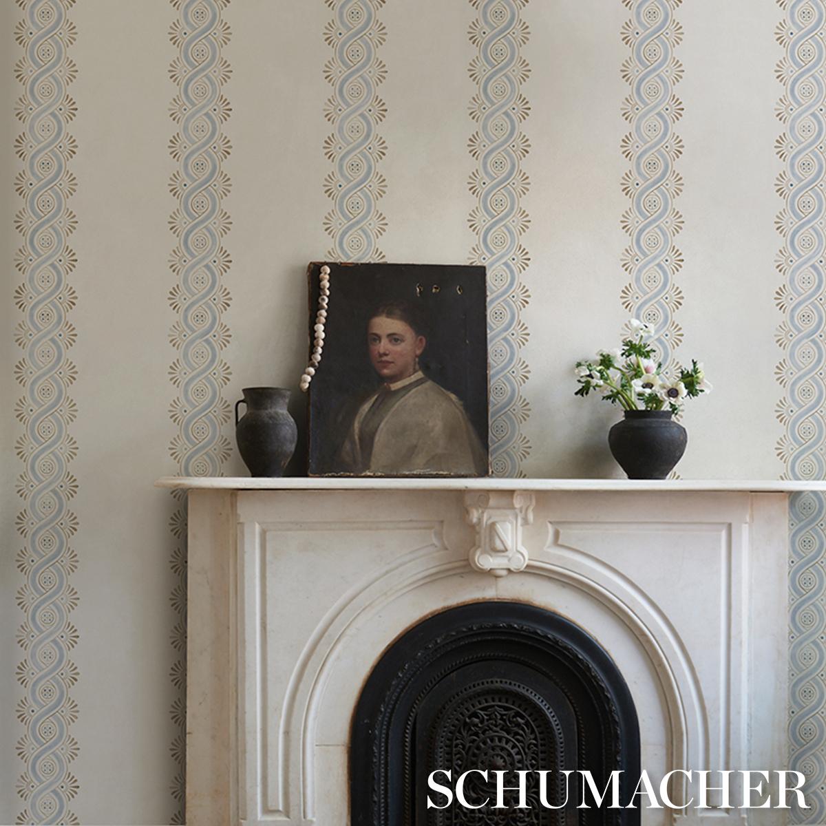Schumacher Leonidis Stripe Blue Wallpaper