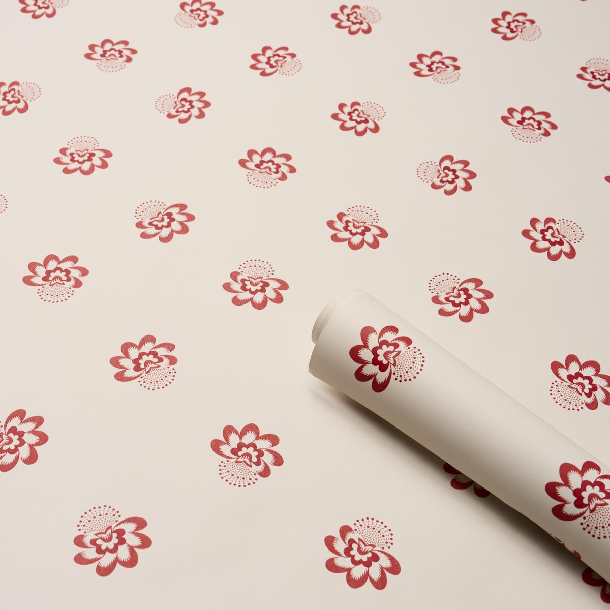 Schumacher Auclair Floral Red Wallpaper