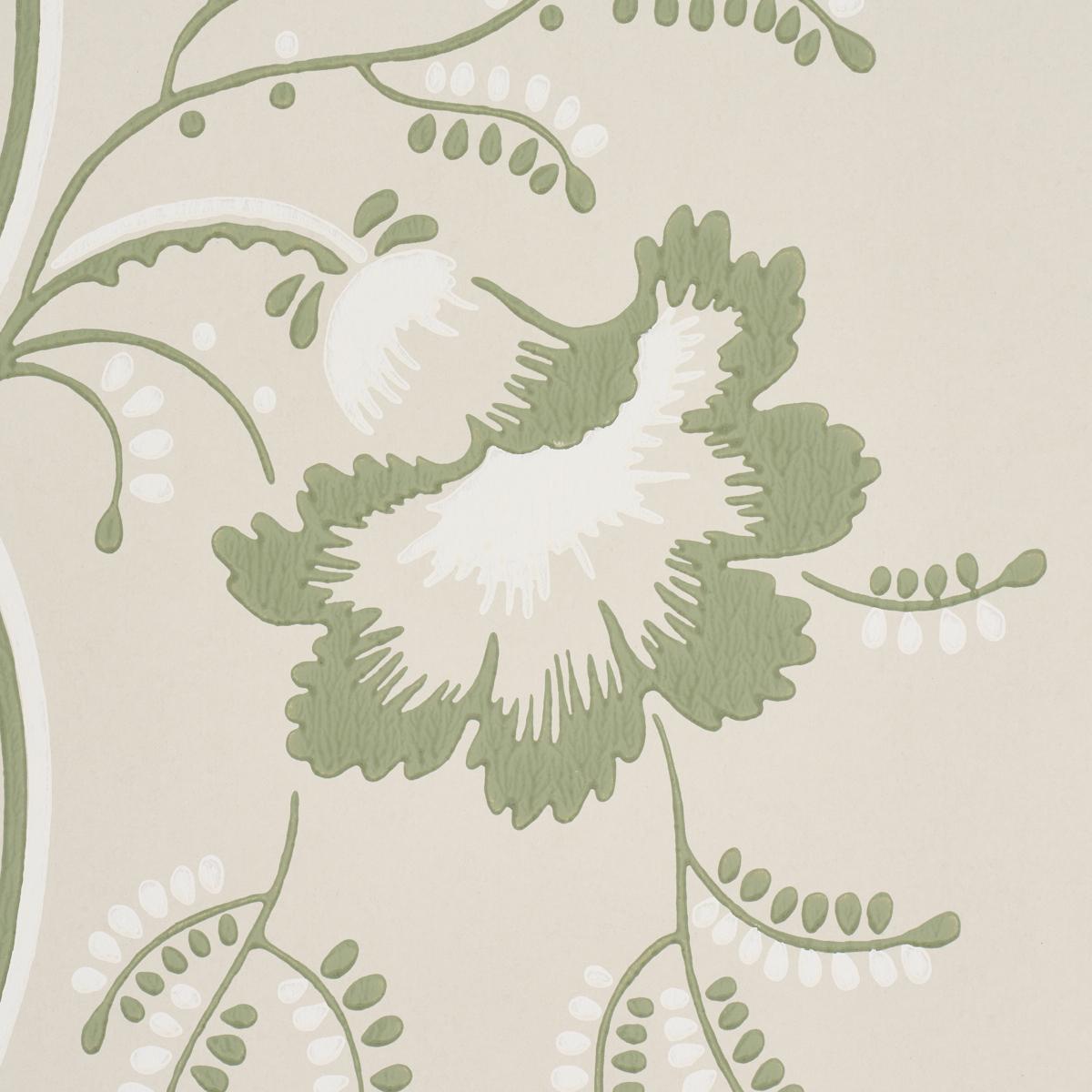 Schumacher Bell Flowers Green Wallpaper