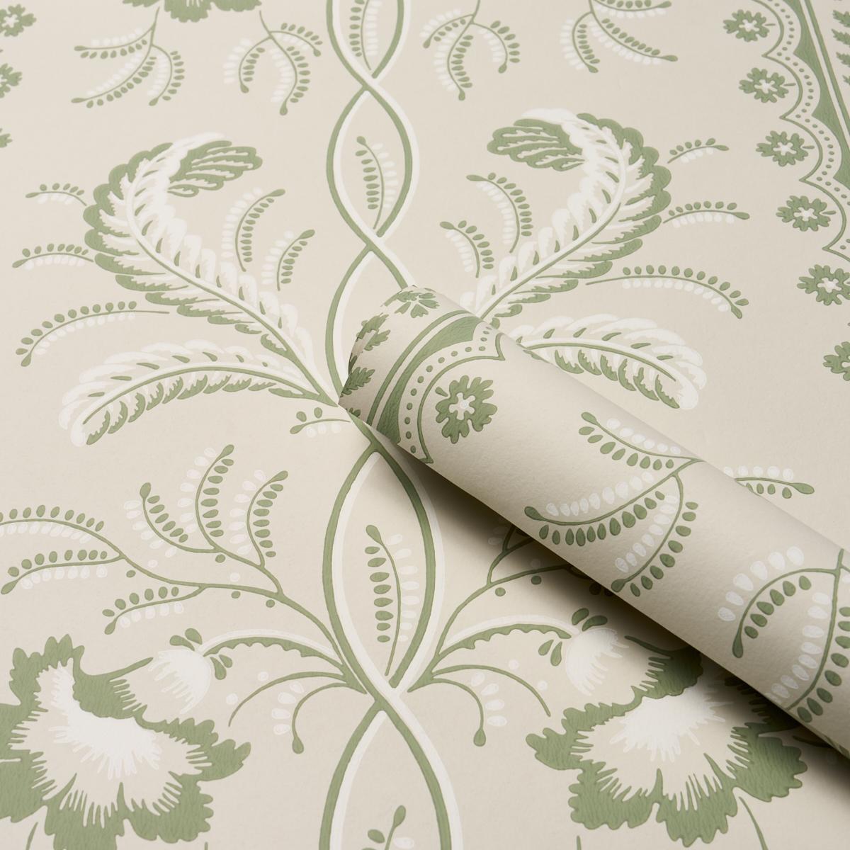 Schumacher Bell Flowers Green Wallpaper