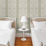 Schumacher Bell Flowers Green Wallpaper