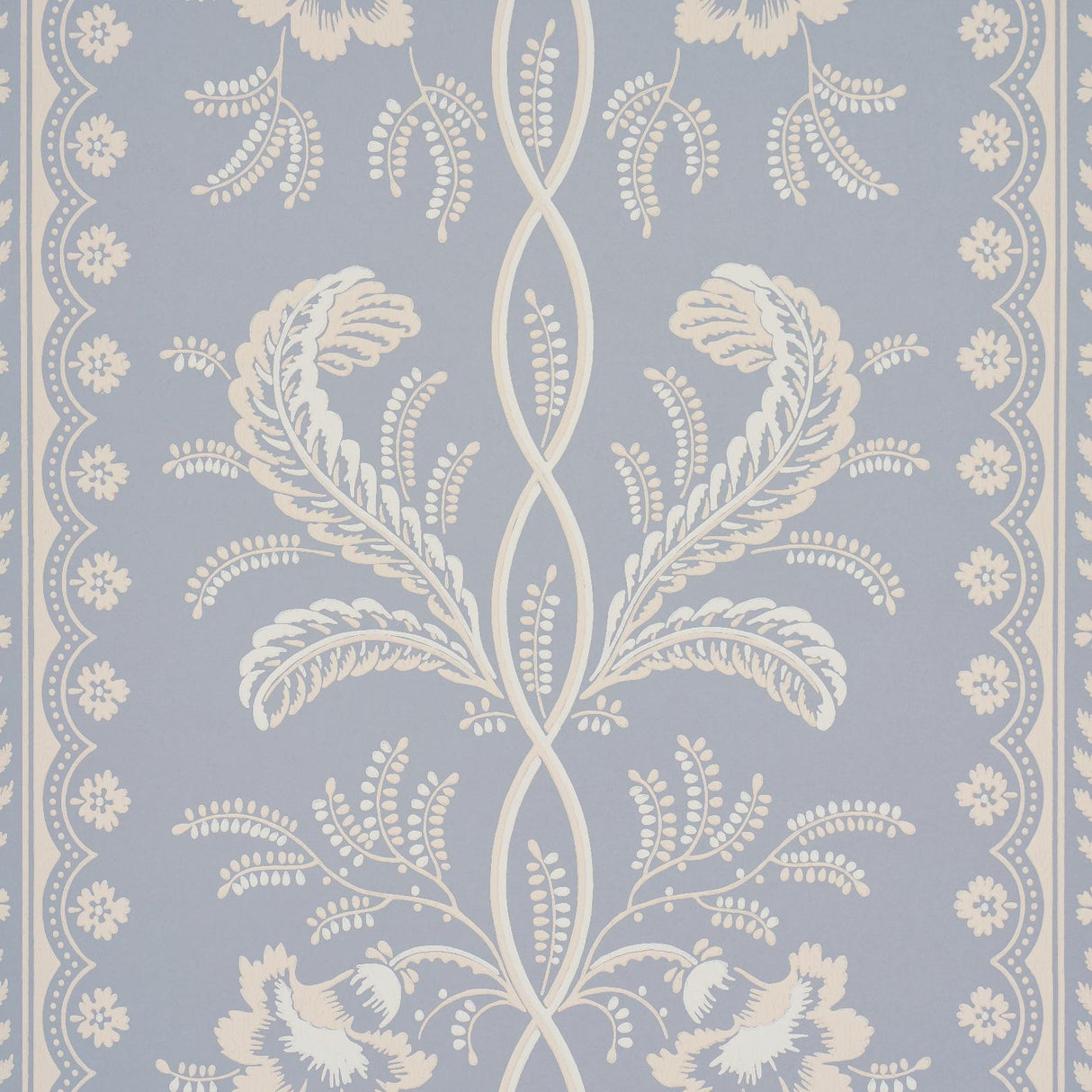Schumacher Bell Flowers Light Blue Wallpaper