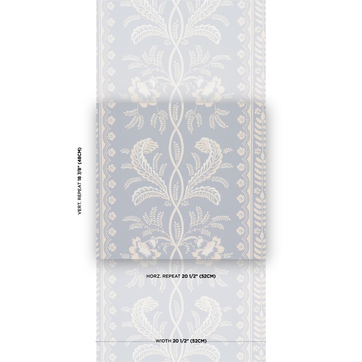 Schumacher Bell Flowers Light Blue Wallpaper