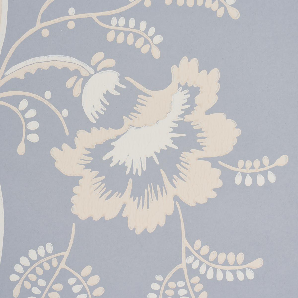 Schumacher Bell Flowers Light Blue Wallpaper