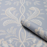 Schumacher Bell Flowers Light Blue Wallpaper