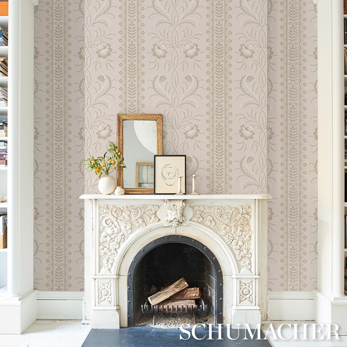 Schumacher Bell Flowers Neutral Wallpaper