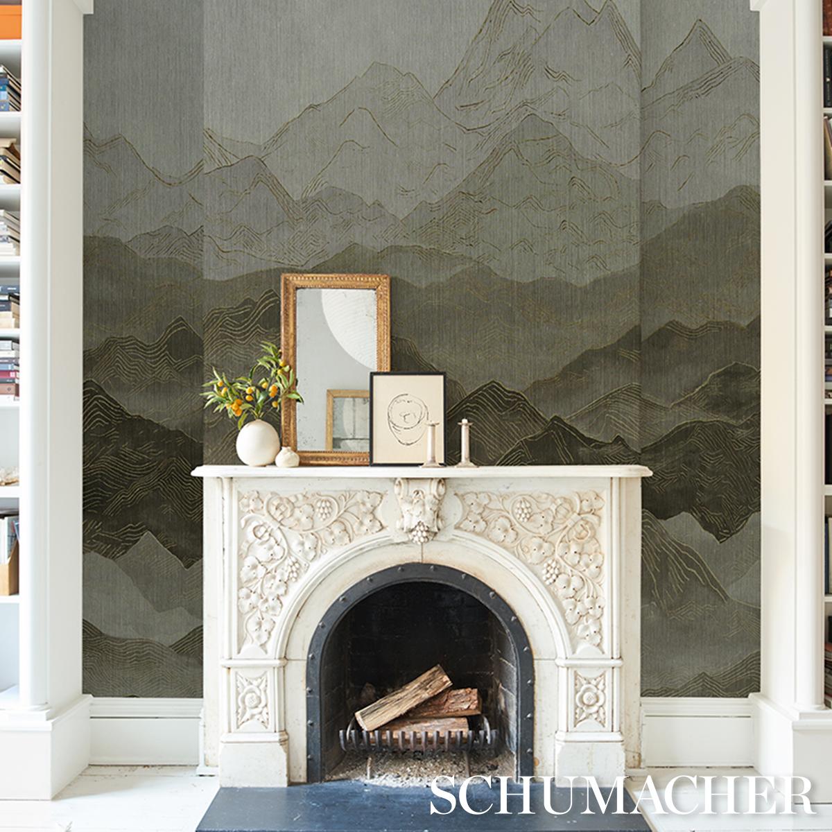 Schumacher Atmospheric Landscape Panel Set Misty Mountains Wallpaper