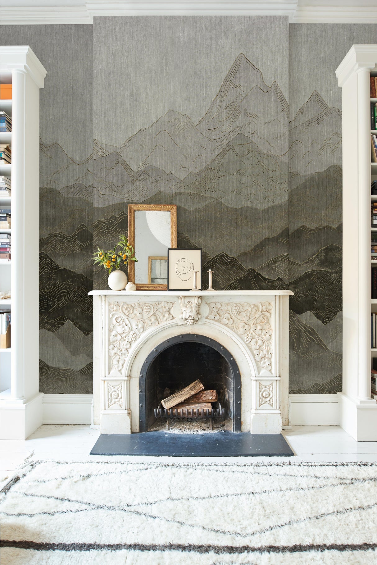 Schumacher Atmospheric Landscape Panel Set Misty Mountains Wallpaper