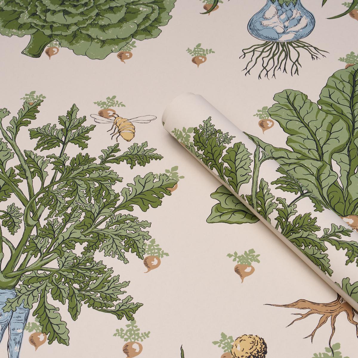 Schumacher Green Grocer Parchment Wallpaper