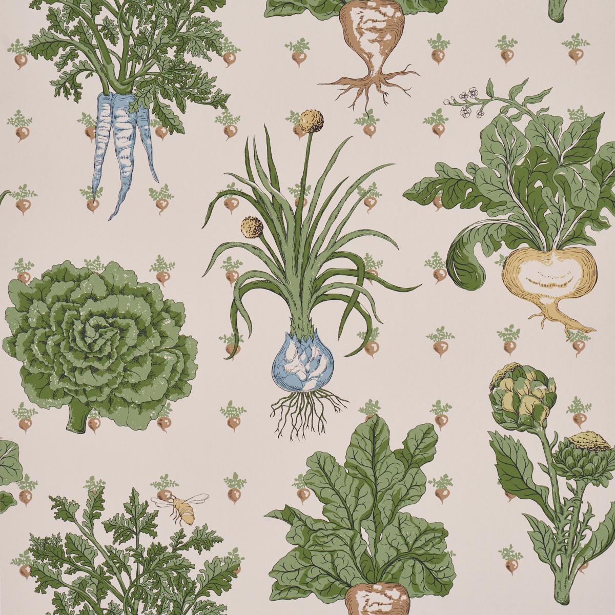 Schumacher Green Grocer Parchment Wallpaper