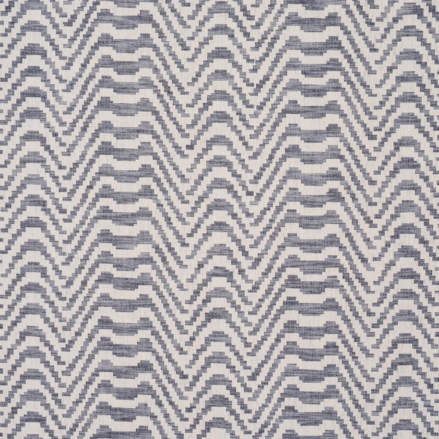 Schumacher Stepped Chevron Indigo Fabric