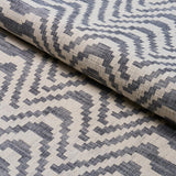 Schumacher Stepped Chevron Indigo Fabric