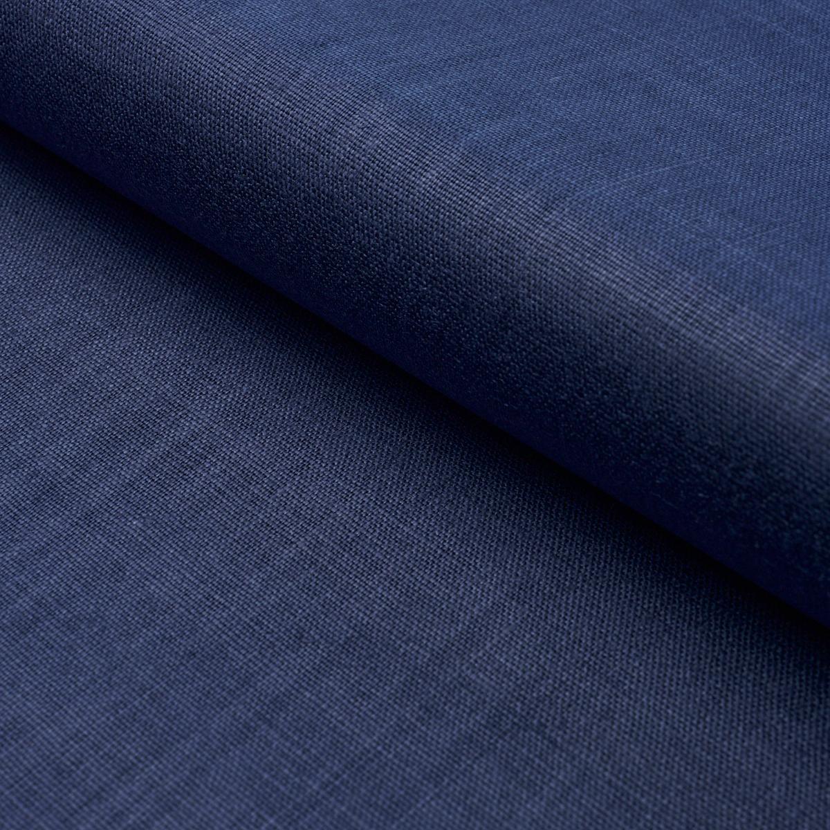 Schumacher Leo Glazed Linen Navy Fabric