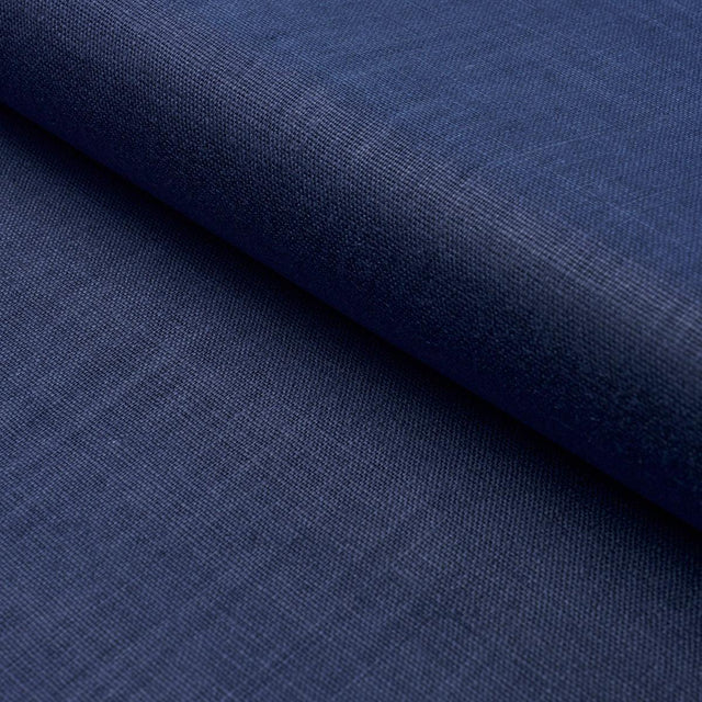 Schumacher Leo Glazed Linen Navy Fabric