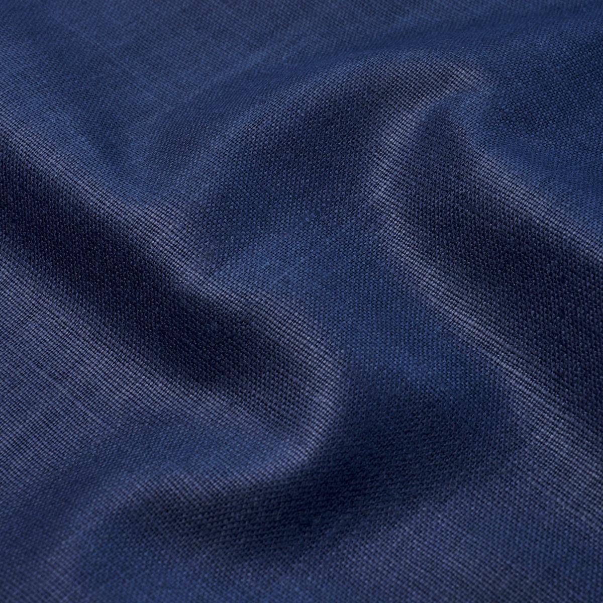 Schumacher Leo Glazed Linen Navy Fabric