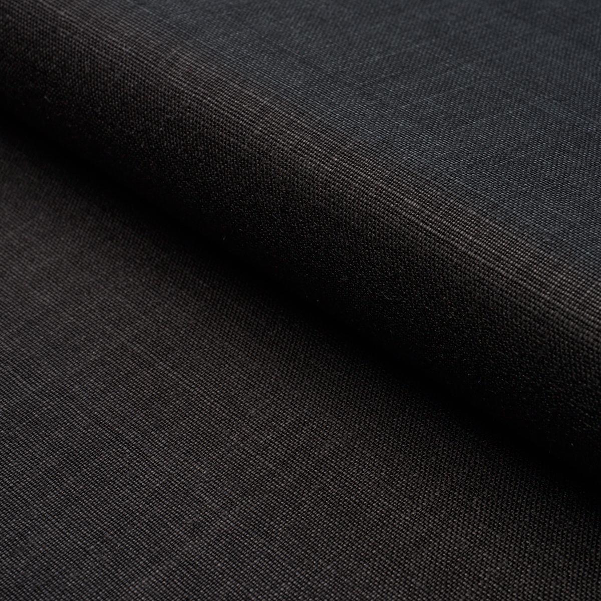 Schumacher Leo Glazed Linen Black Fabric