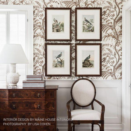 Brunschwig & Fils BIRD AND THISTLE BEIGE Wallpaper