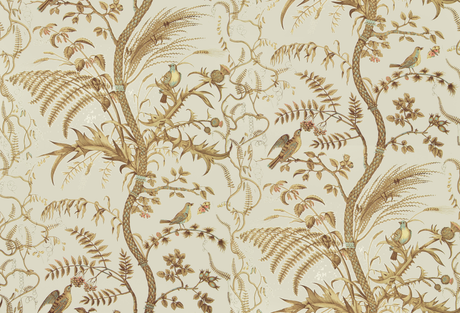 Brunschwig & Fils BIRD AND THISTLE BEIGE Wallpaper