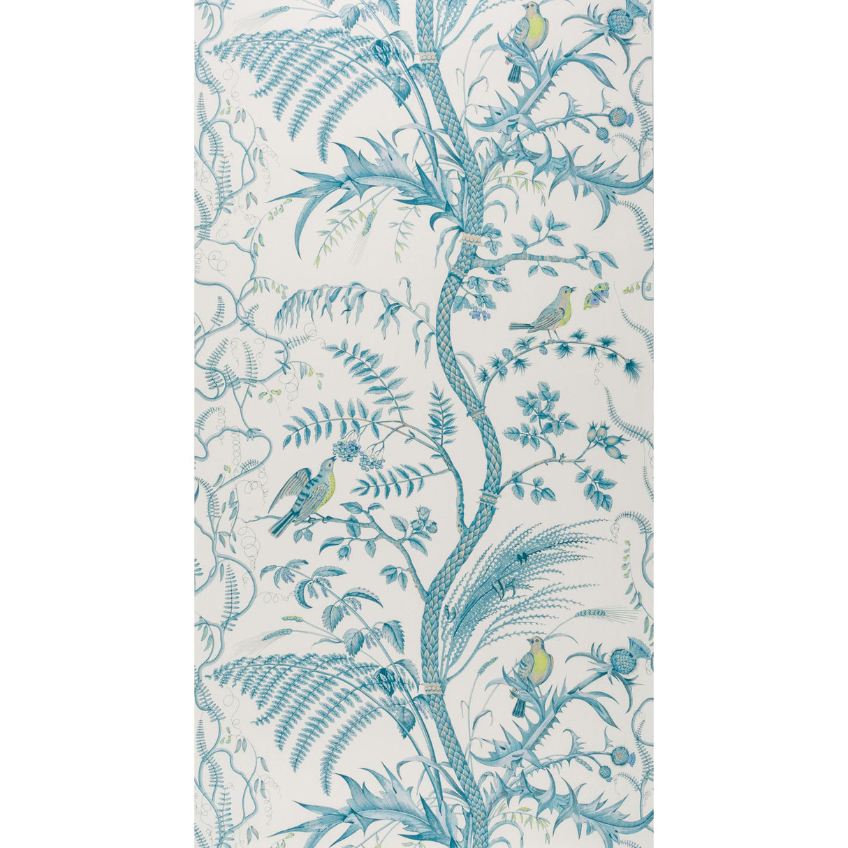Brunschwig & Fils BIRD AND THISTLE AQUA Wallpaper